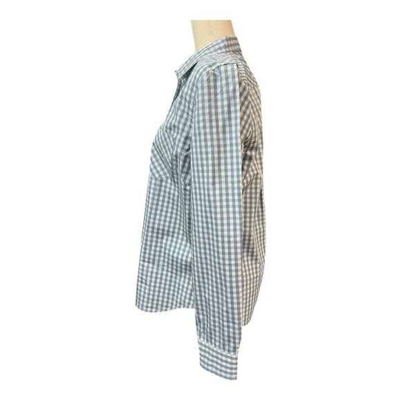 UNTUCKIT Womens Crispo Gingham Checkered Button Down Top~Size 6~Blue White - Picture 7 of 11